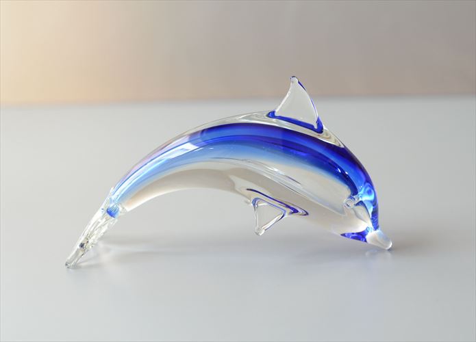 イタリア ムラーノグラスを彷彿させるキレイなガラスのイルカ オブジェ 置物 インテリア Italy Murano Style ヴィンテージ_260527