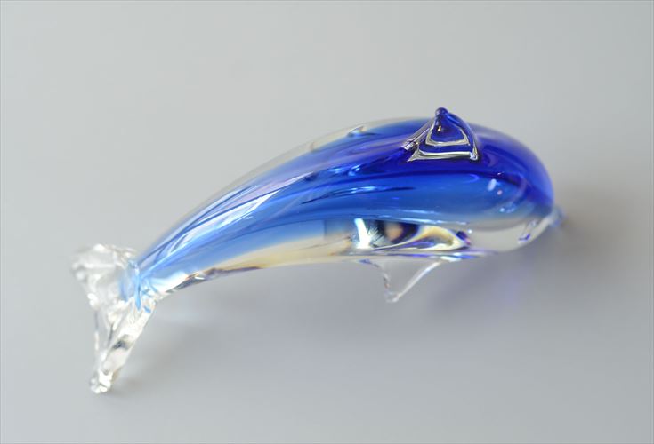 イタリア ムラーノグラスを彷彿させるキレイなガラスのイルカ オブジェ 置物 インテリア Italy Murano Style ヴィンテージ_260527