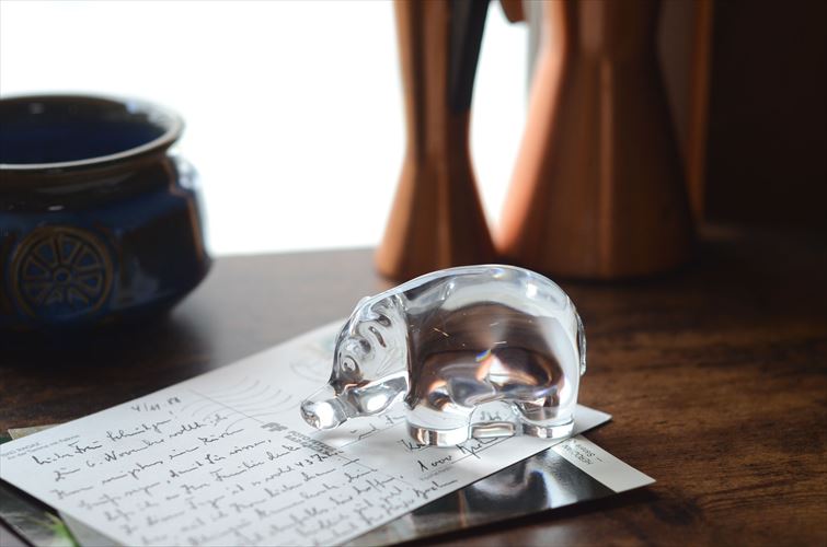 ドイツ製 Villeroy&Boch ガラスのカバ オブジェ フィギュア HIPPO ペーパーウェイト 置物 インテリア ヴィンテージ アンティーク_260526