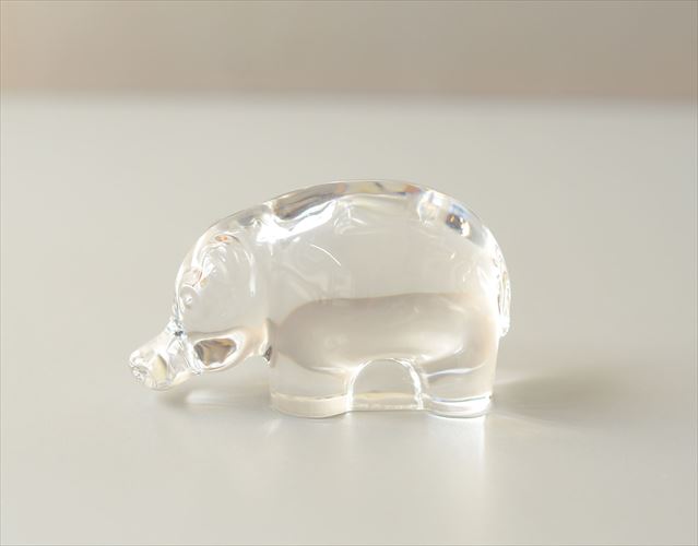 ドイツ製 Villeroy&Boch ガラスのカバ オブジェ フィギュア HIPPO ペーパーウェイト 置物 インテリア ヴィンテージ アンティーク_260526
