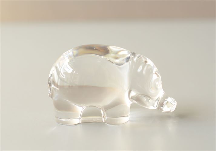 ドイツ製 Villeroy&Boch ガラスのカバ オブジェ フィギュア HIPPO ペーパーウェイト 置物 インテリア ヴィンテージ アンティーク_260526