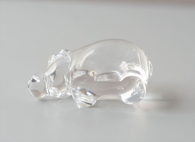 ドイツ製 Villeroy&Boch ガラスのカバ オブジェ フィギュア HIPPO ペーパーウェイト 置物 インテリア ヴィンテージ アンティーク_260526