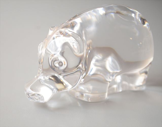 ドイツ製 Villeroy&Boch ガラスのカバ オブジェ フィギュア HIPPO ペーパーウェイト 置物 インテリア ヴィンテージ アンティーク_260526