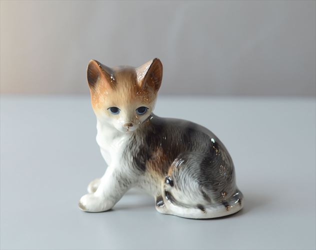 ドイツ製 Keramik Schirmer 陶器のネコ オブジェ フィギュア 猫 置物 インテリア ヴィンテージ アンティーク_260526