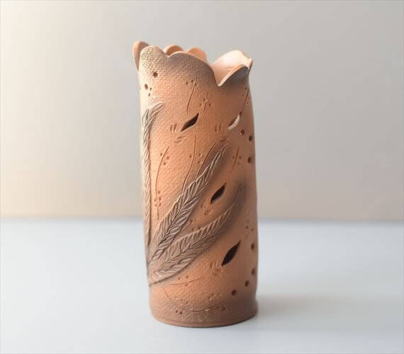 ドイツから ヴィンテージ 陶器の花瓶 花器 Art pottery フラワーベース キャンドルホルダー ミッドセンチュリー アンティーク_260529