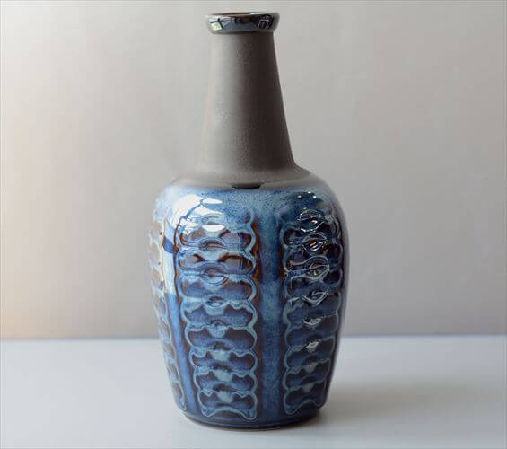デンマーク製 SOHOLM 26cm高 大きな花瓶 Einar Johansen ネイビー 北欧 花器 スーホルム 一輪挿し フラワーベース ヴィンテージ_250715