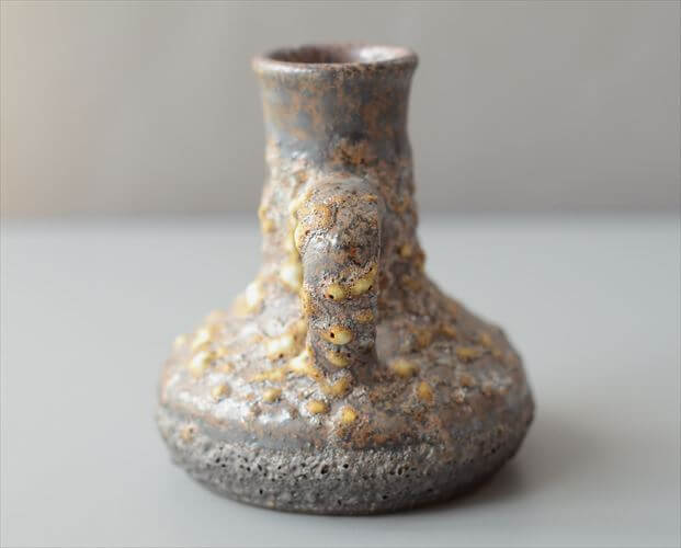 ドイツ製 ヴィンテージ 陶器の花瓶 Fat lava Art pottery 花器 一輪挿し ミッドセンチュリー期 フラワーベース アンティーク_260715