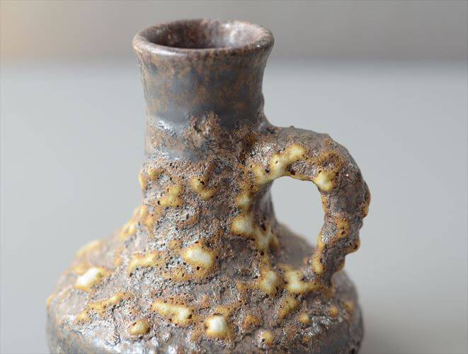 ドイツ製 ヴィンテージ 陶器の花瓶 Fat lava Art pottery 花器 一輪挿し ミッドセンチュリー期 フラワーベース アンティーク_260715