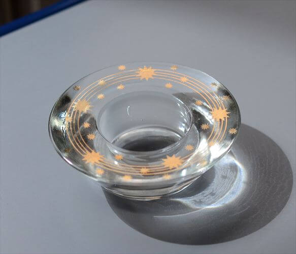 デンマーク Holmegaard かわいいスターモチーフのガラスキャンドルトレー Crystal Christmasシリーズ ホルムガード 燭台 北欧 ヴィンテージ