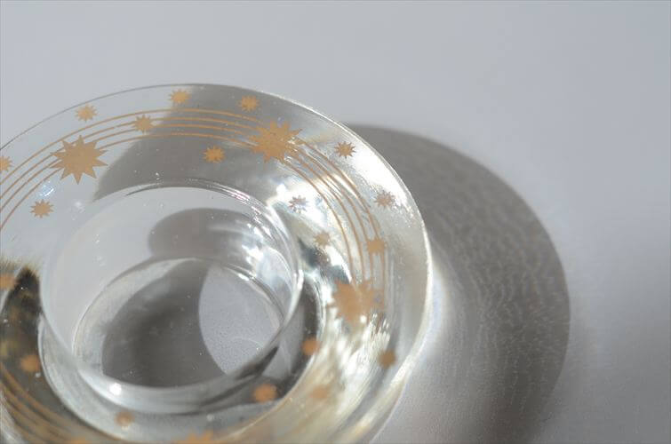 デンマーク Holmegaard かわいいスターモチーフのガラスキャンドルトレー Crystal Christmasシリーズ ホルムガード 燭台 北欧 ヴィンテージ