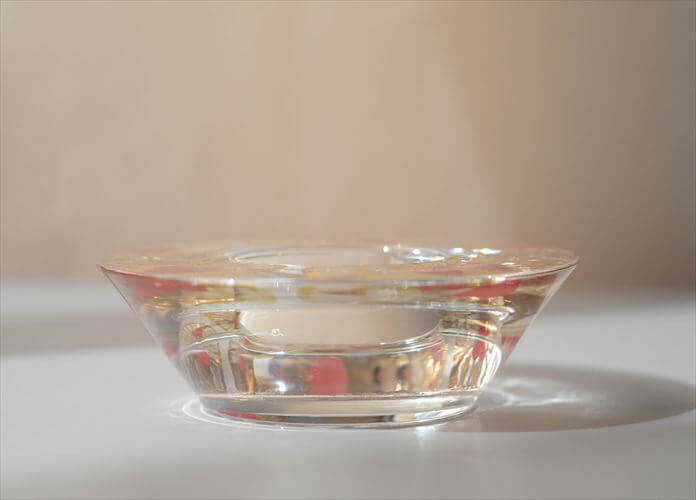 デンマーク Holmegaard かわいいハートと金彩のガラスキャンドルトレー Crystal Christmasシリーズ ホルムガード 燭台 北欧 ヴィンテージ