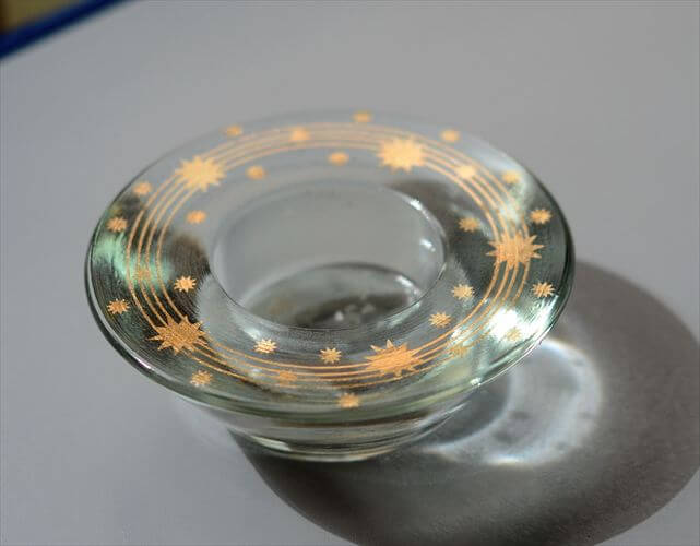 デンマーク Holmegaard かわいいスターモチーフのガラスキャンドルトレー Crystal Christmasシリーズ ホルムガード 燭台 北欧 ヴィンテージ