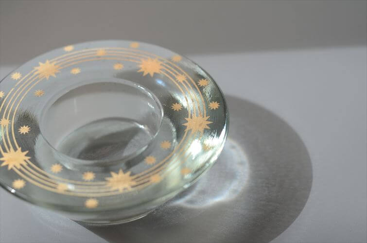 デンマーク Holmegaard かわいいスターモチーフのガラスキャンドルトレー Crystal Christmasシリーズ ホルムガード 燭台 北欧 ヴィンテージ
