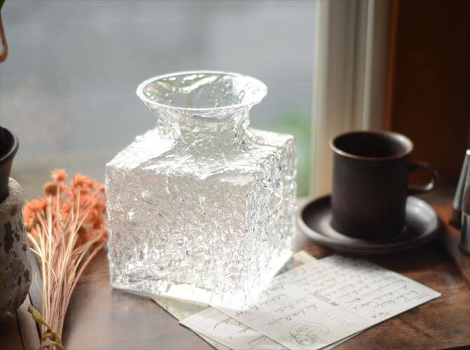 フィンランド製 iittala Crocus ガラス花瓶 vase フラワーベース イッタラ クロッカス Timo Sarpaneva 北欧 ヴィンテージ_261014
