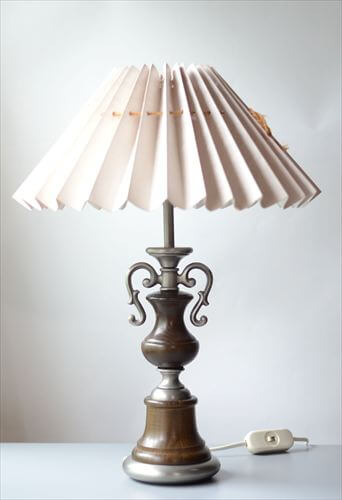 ドイツ製 Kaiser Leuchten ピューターｘウッド デスクランプ シェード付き ヴィンテージ 照明 テーブルライト アンティーク