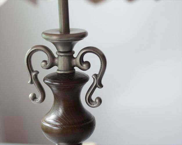 ドイツ製 Kaiser Leuchten ピューターｘウッド デスクランプ シェード付き ヴィンテージ 照明 テーブルライト アンティーク