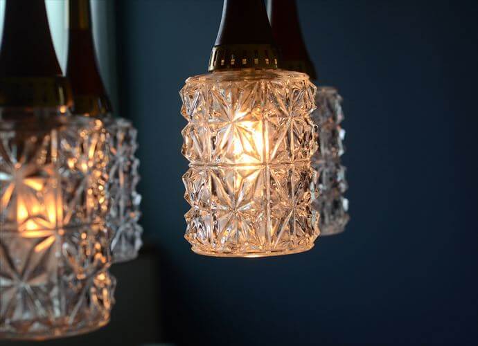 ドイツ製 1960年代頃の6灯カスケードランプ シャンデリア ミッドセンチュリー ヴィンテージ 天井照明 ガラスシェード アンティーク