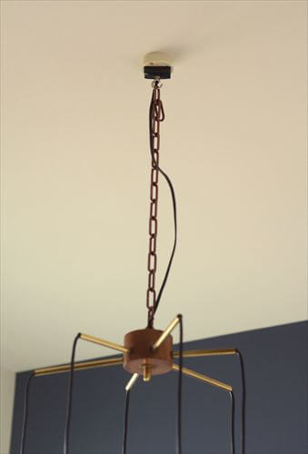 ドイツ製 1960年代頃の6灯カスケードランプ シャンデリア ミッドセンチュリー ヴィンテージ 天井照明 ガラスシェード アンティーク