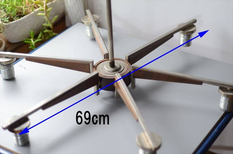 ドイツ製 1960年代頃の6灯ガラスシャンデリア ミッドセンチュリー ヴィンテージ 天井照明 ライト ランプ アンティーク