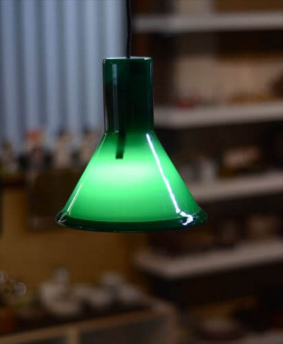 デンマーク製 Holmegaard P&T Pendel ペンダントライト グリーンガラス ホルムガード 北欧 ランプ 照明 ヴィンテージ