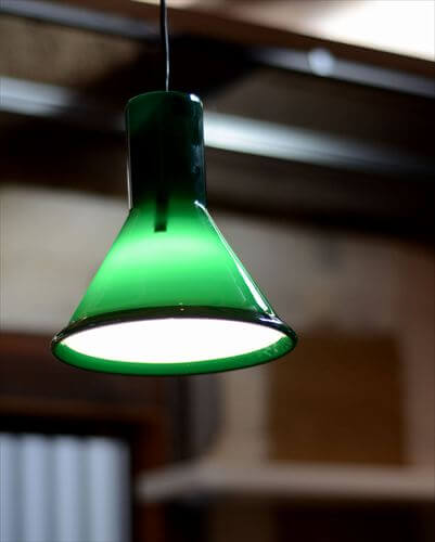 デンマーク製 Holmegaard P&T Pendel ペンダントライト グリーンガラス ホルムガード 北欧 ランプ 照明 ヴィンテージ