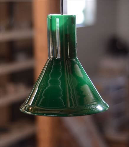 デンマーク製 Holmegaard P&T Pendel ペンダントライト グリーンガラス ホルムガード 北欧 ランプ 照明 ヴィンテージ