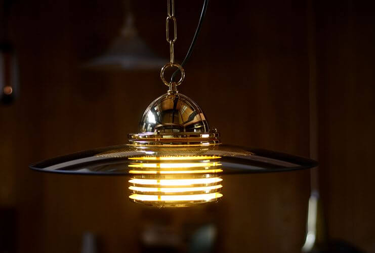 スウェーデン製 BELID スモークガラスｘ真鍮 ペンダントランプ 大傘 43cm Jan Eskil Eskilson 北欧 照明 ヴィンテージ