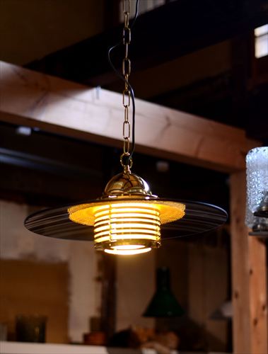 スウェーデン製 BELID スモークガラスｘ真鍮 ペンダントランプ 大傘 43cm Jan Eskil Eskilson 北欧 照明 ヴィンテージ