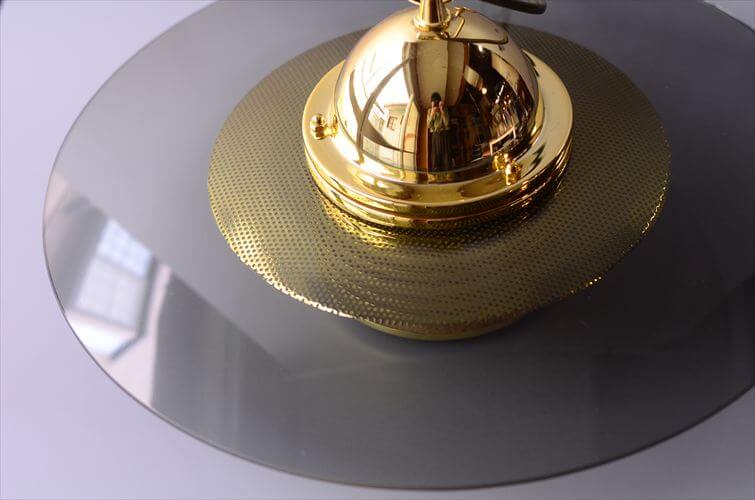 スウェーデン製 BELID スモークガラスｘ真鍮 ペンダントランプ 大傘 43cm Jan Eskil Eskilson 北欧 照明 ヴィンテージ