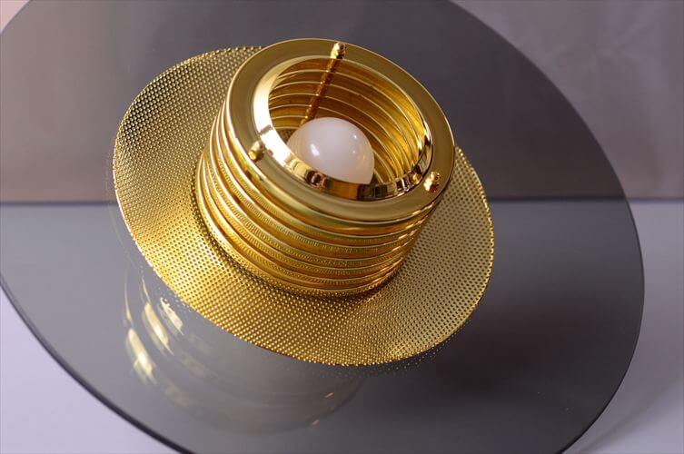 スウェーデン製 BELID スモークガラスｘ真鍮 ペンダントランプ 大傘 43cm Jan Eskil Eskilson 北欧 照明 ヴィンテージ