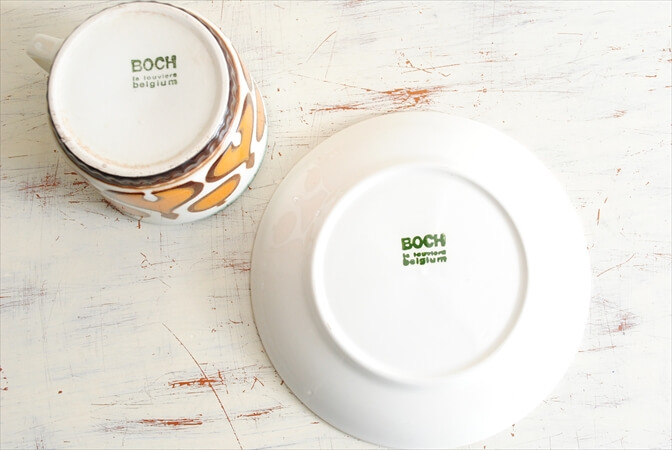 ベルギー製 BOCH ボッホ レアパターン コーヒーカップ＆ソーサー アンティーク ヴィンテージ 食器