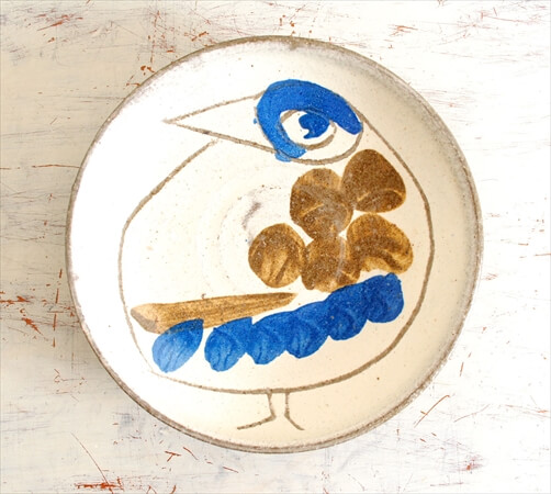 デンマークのブロカントから 鳥の絵付けの陶器プレート ストーンウェア 北欧食器 北欧雑貨 ヴィンテージ アンティーク