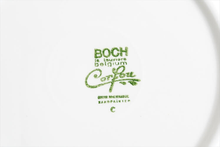ベルギー製 BOCH ボッホ Corfou コルフ スーププレート 21cm スープ皿 磁器 陶器 アンティーク ヴィンテージ