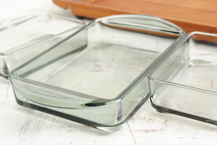 デンマーク製 Wiggers チーク材 トレーとガラスディッシュ3枚セット 北欧食器 無垢材 トレイ ガラス皿 ヴィンテージ アンティーク