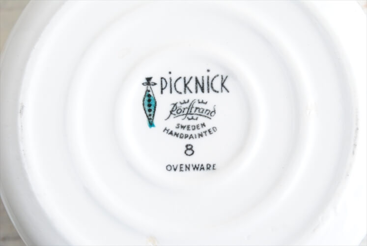 RORSTRAND PICKNICK キャセロール 片手鍋 フタ付き ロールストランド ピクニック 磁器 スウェーデン 北欧食器 ヴィンテージ