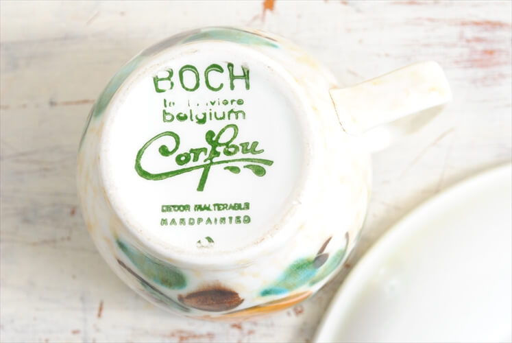 ベルギー製 BOCH ボッホ Corfou デミタスカップ&ソーサー 磁器 陶器 アンティーク 食器 コルフ