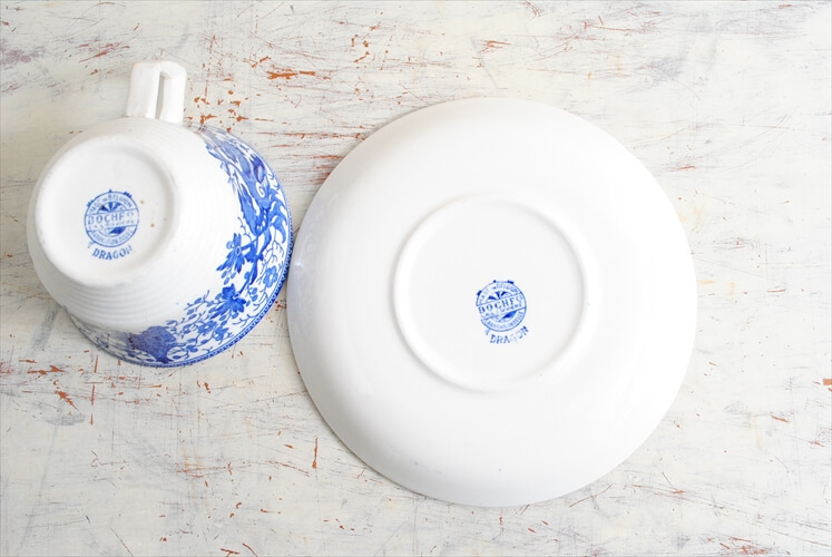 1920-30年代 BOCH ボッホ DRAGON コーヒーカップ&ソーサー ドラゴン 磁器 アンティーク食器