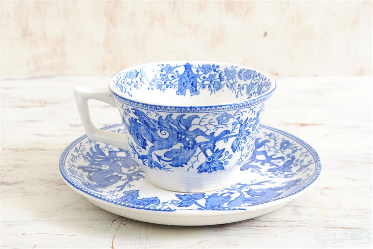 訳あり 1920-30年代 BOCH ボッホ DRAGON コーヒーカップ&ソーサー ドラゴン 磁器 アンティーク食器