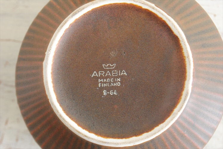 ARABIA アラビア ジャムポット 艶無し マットブラウン 北欧食器 フィンランド 磁器 ヴィンテージ アンティーク