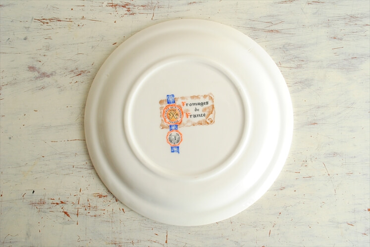 フランス製 ローカルのチーズモチーフ 20cm プレート お皿 Faience de St amand 磁器 ヴィンテージ アンティーク