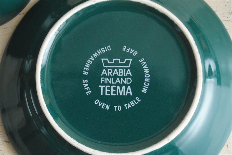 ARABIA アラビア Teema カップ＆ソーサー グリーン ティーマ 電子レンジ 食洗機対応 北欧 フィンランド アンティーク