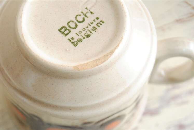 ベルギー製 BOCH ボッホ レアパターン カップ＆ソーサー 選べる3色 磁器 ヴィンテージ食器 アンティーク