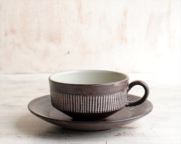 デンマーク製 BR Amazonas ティーカップ＆ソーサー 北欧食器 陶器 磁器 ヴィンテージ アンティーク