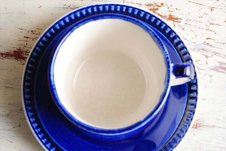 希少 ベルギー製 BOCH ボッホ Argenteuil ブルー カップ＆ソーサー アルジャントゥイユ 磁器 陶器 アンティーク ヴィンテージ_231205