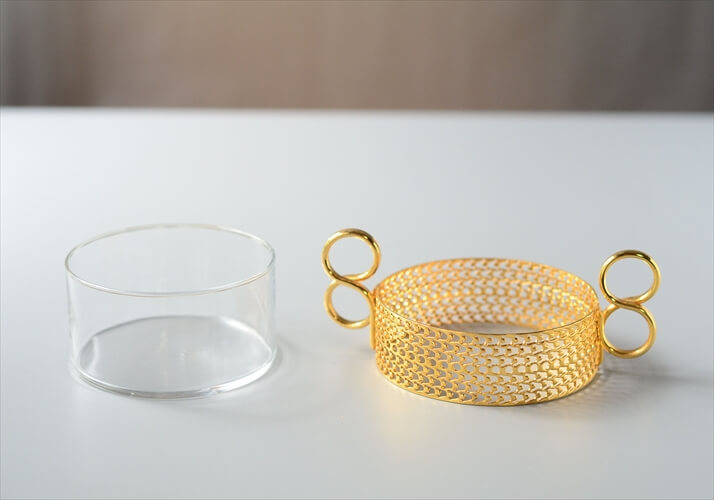 iittala イッタラ Tsaikka ツァイッカ シュガーボウル クリア×ゴールドホルダー ガラス 24Karaatti 北欧 ヴィンテージ_240613