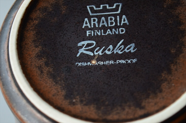 スタンプ残! ARABIA アラビア ルスカ ティーカップ＆ソーサー Ruska 北欧食器 フィンランド 陶器 北欧 ヴィンテージ アンティーク_240802