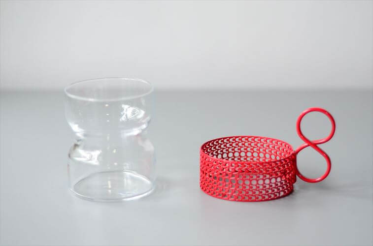 iittala イッタラ Tsaikka ツァイッカ グラスカップ クリア×レッド ホルダー ガラス 北欧 ヴィンテージ_241217