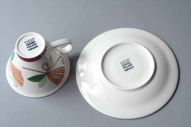 美品 ARABIA アラビア Harlekin Karneval カップ&ソーサー ハレキン カーニバル 北欧食器 フィンランド ヴィンテージ アンティーク_250428