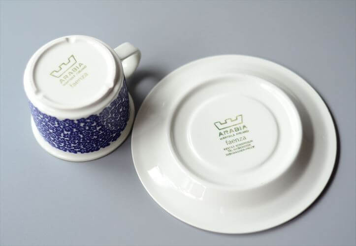 ARABIA アラビア faenza カップ&ソーサー ブルー ファエンツァ 北欧 食器 フィンランド 陶器 ヴィンテージ アンティーク_250428