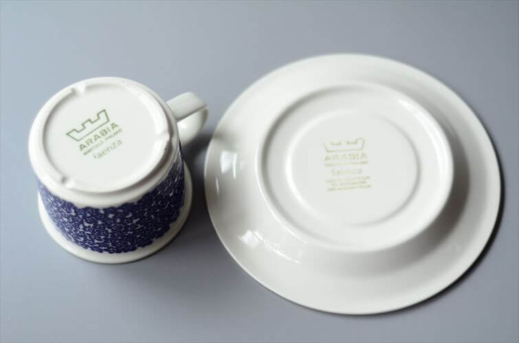 ARABIA アラビア faenza カップ&ソーサー ブルー ファエンツァ 北欧 食器 フィンランド 陶器 ヴィンテージ アンティーク_250428